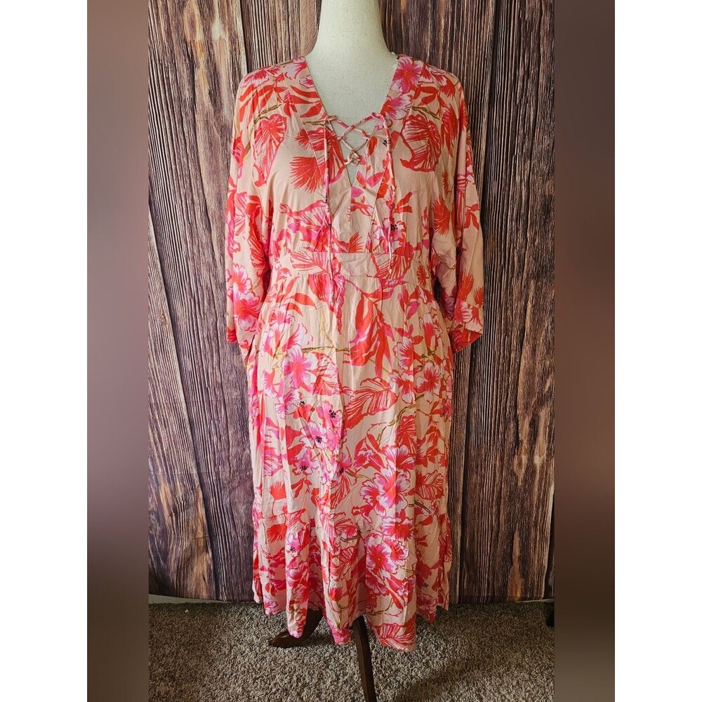 NWT Onshore Floral Print Midi Dress with Pockets OSFM